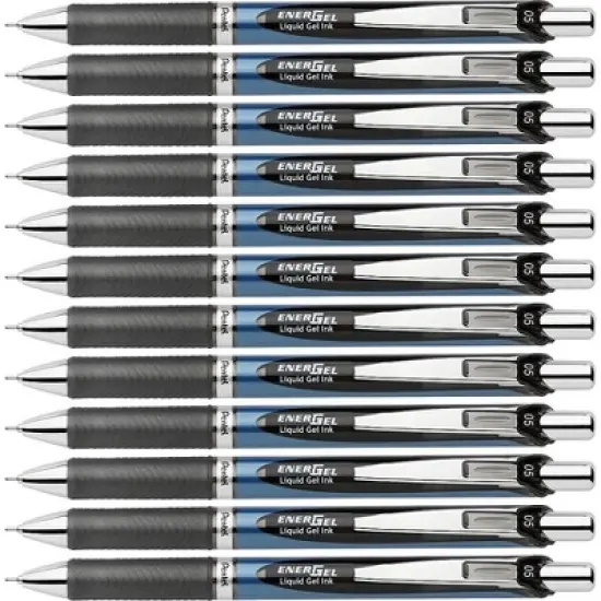 Pentel Gel Pen Retract/Refillable Needle Tip 0.5mm 12/BX BK Ink BLN75ABX image {3}