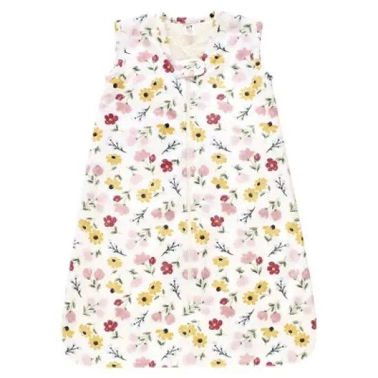 Hudson Baby Infant Girl Plush Faux Fur Sleeping Bag, Wearable Blanket, Soft Painted Florals image {2}