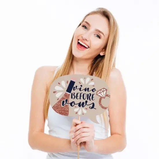 Big Dot of Happiness Vino Before Vows - Winery Bridal Shower or Bachelorette Party Photo Booth Props Kit - 20 Count image {2}