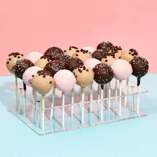 Blue Panda Clear Acrylic Cake Pop Stand, 24 Holes, 9 x 5.9 Inches, Lollipop Holder for Dessert Table, Ideal for Party Displays image {1}
