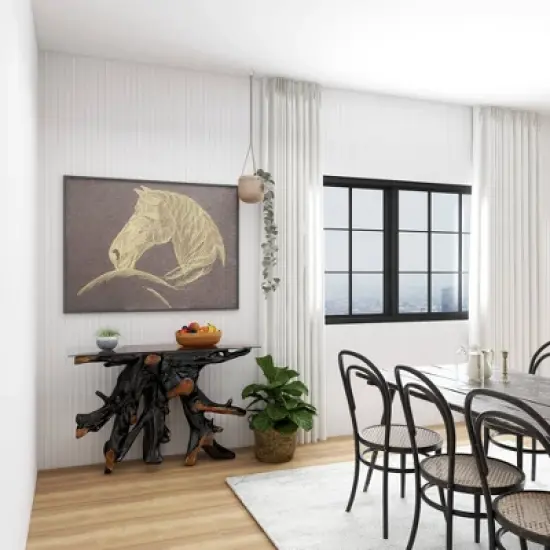 Contemporary Teak Wood Console Table Gold - Olivia & May image {19}