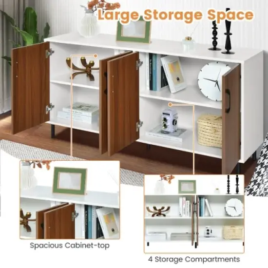 Costway Buffet Server Sideboard Kitchen Storage Cabinet Cupboard with Shelves & 4 Doors image {7}
