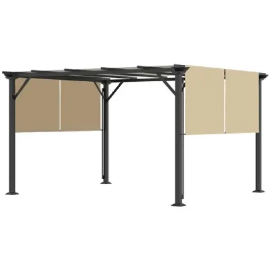 Resenkos Outdoor Garden Gazebo, Sunshade Gazebo Canopy,12' x 10' Outdoor Retractable Pergola Canopy for Garden Porch Beach, Beige Beige, Black image {6}