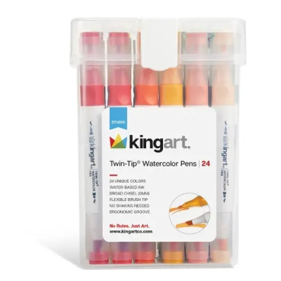 KINGART Twin-Tip&reg; Watercolor Pens 24 Colors image {1}