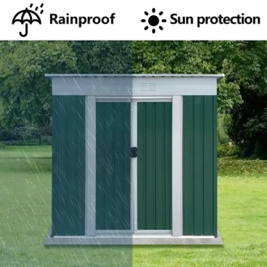 MOEPISY Outdoor Storage Sheds 6FTx4FT Pent Roof Green image {1}