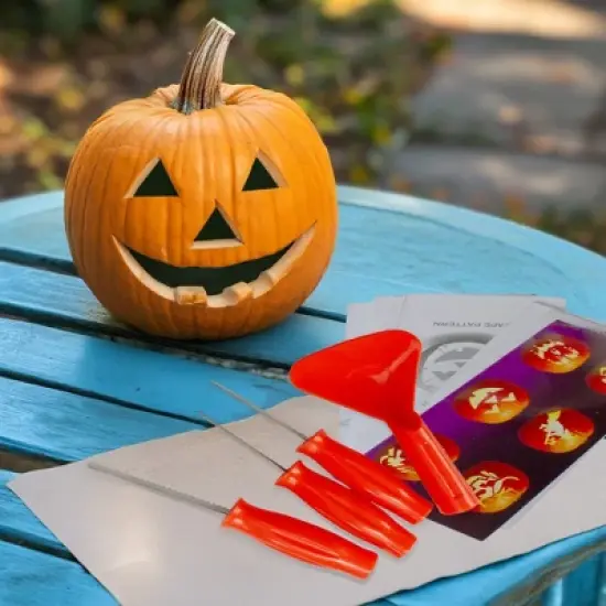 Northlight Halloween Pumpkin Carving Kit with Stencils - 4-Piece image {1}