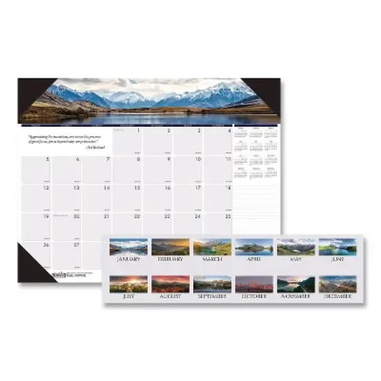 Earthscapes Recycled Monthly Desk Pad Calendar, Mountains of the World Photos, 22 x 17, Black Corners,12-Month(Jan-Dec): 2026 image {4}