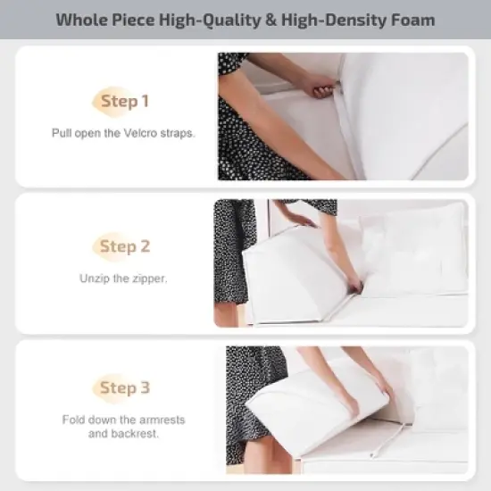 3-in-1 Convertible Sofa Bed with 2 Pillows, Sparkling Chenille 3-Seater Deep Seat Sleeper Sofa Couch, Oversized Chaise Lounge - ModernLuxe image {6}