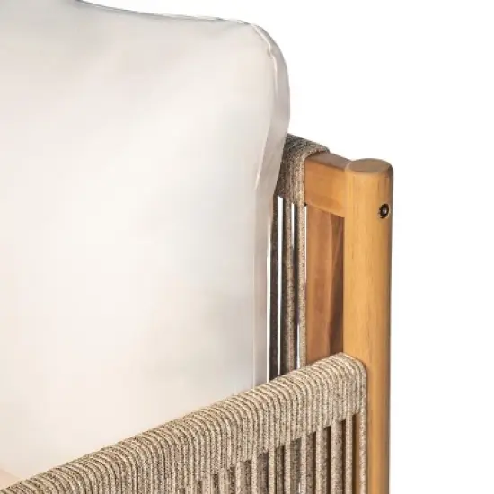 Christopher Knight Home Ivana Patio Woven Rope Acacia Wood Club Chair with Deep Cushions image {5}