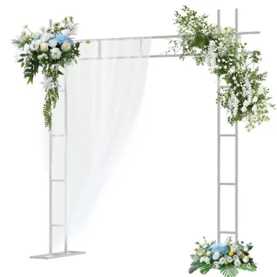 Artloge 7.87ft Modern Metal Pergola Arch White Wedding Arch Stand Garden Arbor with Heavy Duty Base for Ceremony Proposal Party image {12}