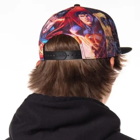 DC Comics Superman Logo Baseball Hat Adult Fighting Scenes Sublimated Adjustable Snapback Cap Multicolored image {3}