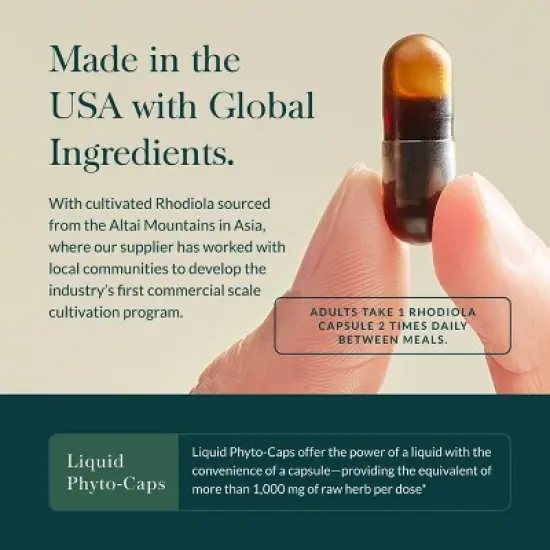 Gaia Herbs Rhodiola Rosea - Stress Support Supplement Traditionally for Supporting Healthy Stamina and Endurance - 120 Vegan Liquid Phyto-Capsules image {3}