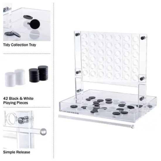 Trademark Games Acrylic 4 in a Row Game - Fun Strategy Game,Tabletop Decoration and Functional Desk Decor- Black and White image {2}