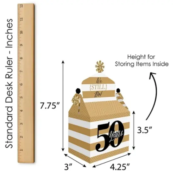 Big Dot of Happiness We Still Do - 50th Wedding Anniversary - Treat Box Party Favors - Anniversary Party Goodie Gable Boxes - Set of 12 image {5}