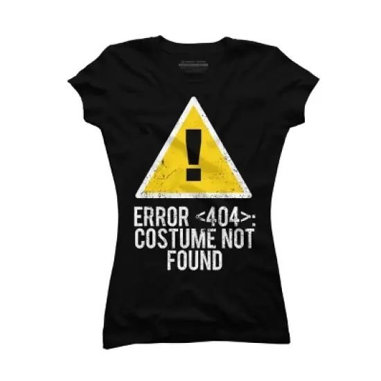 Junior's Design By Humans Halloween Error 404 Costume Not Found Apparel By COVI T-Shirt image {3}