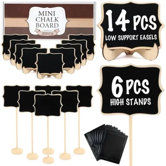 LotFancy 20 Pack Wood Mini Chalkboard Signs, Food Labels for Party Buffet, Black image {8}