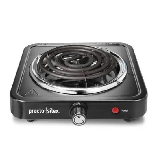 Proctor Silex Single Burner: 1200W Metal Hot Plate for Cooking, Black, Portable Electric Cooktop image {4}