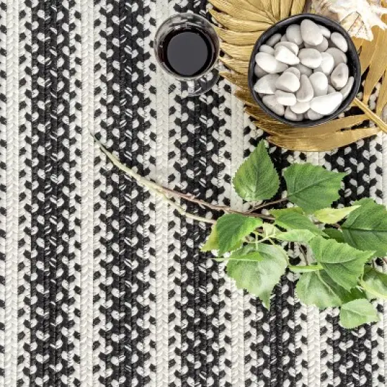 nuLOOM Kennedy Braided Stripes Indoor and Outdoor Patio Area Rug image {5}