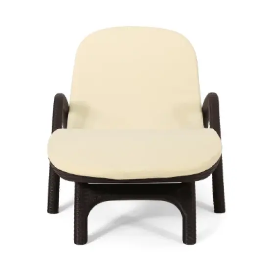 GDFStudio Ethan Outdoor Faux Wicker Adjustable Chaise Lounge with Cushion image {5}