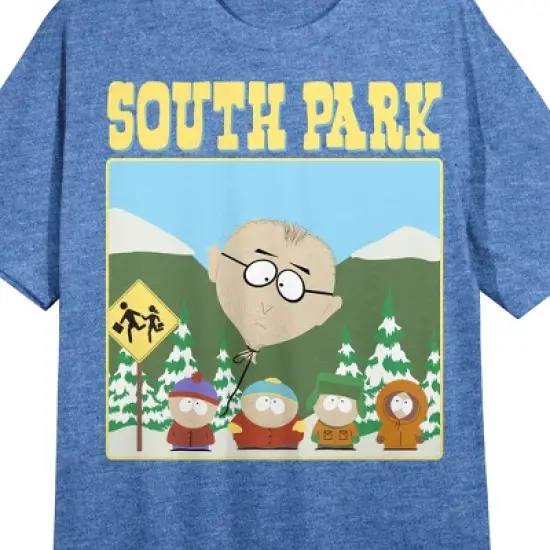 South Park Mr. Mackey Crew Neck Short Sleeve Blue Heather Women's Night Shirt image {1}