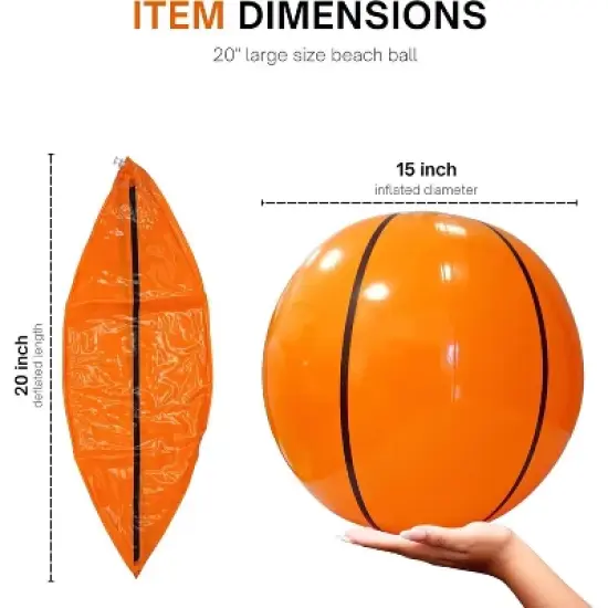 4e's Novelty 3-Pack Inflatable Basketballs 20" Beach Ball For Party Pool Decor & Games, Perfect For Basketball Decorations For Birthday Party Setups image {3}