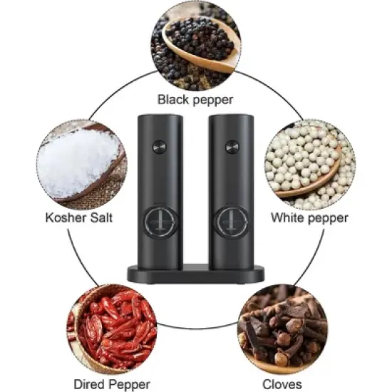 MOVSSOU Salt and Pepper Grinder Set Adjustable Coarseness Automatic Battery Powered image {4}