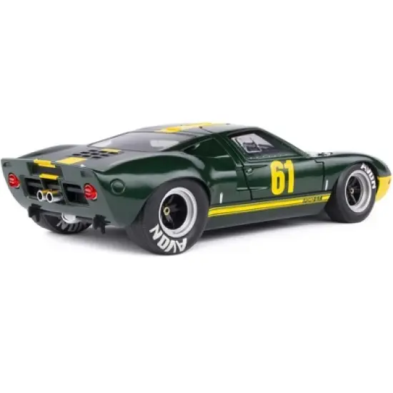 Ford GT40 Mk1 RHD #61 Racing Custom Green Metallic with Yellow Stripes "Competition" Series 1/18 Diecast Model Car by Solido image {4}