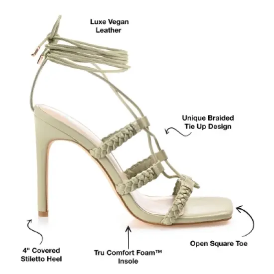 Journee Collection Womens Jamila Tru Comfort Foam Open Toe High Stiletto Pumps Sage 7.5 image {7}