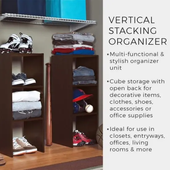 ClosetMaid 895600 Decorative Home Stackable 2-Cube Organizer Storage 31-Inch, Espresso image {4}
