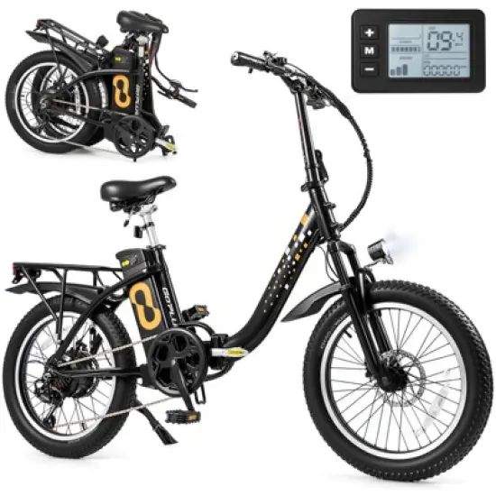 Costway Folding Electric Mountain Bike for Adults with 20" Fat Tires 750W Brushless Motor 54V 13Ah UL2849 image {8}