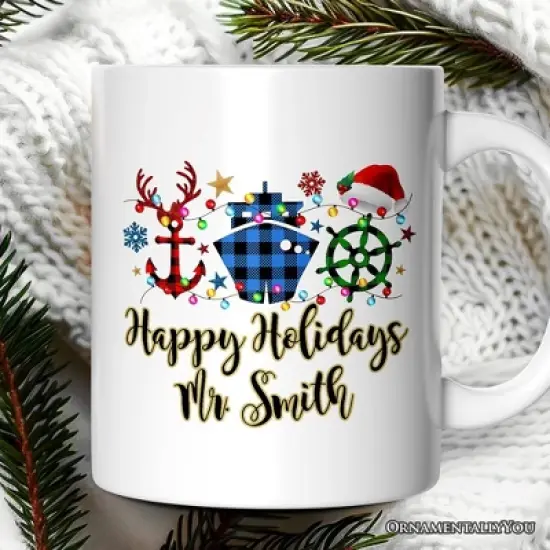 Cruise Vacation Buffalo Plaid Christmas Mug Gift (Non-Custom Only)| OrnamentallyYou image {3}