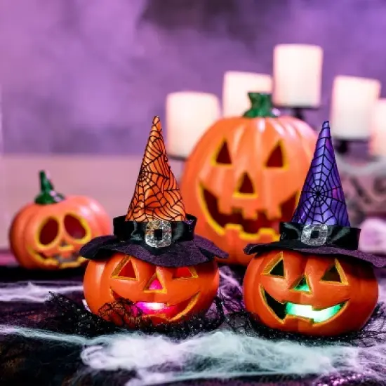 Joyfy 5 Packs Halloween Light up Jack-o&rsquo;-Lantern Combo Set, Pumpkin Prop with LED Light Halloween Tabletop Decorations Props  Decor image {7}