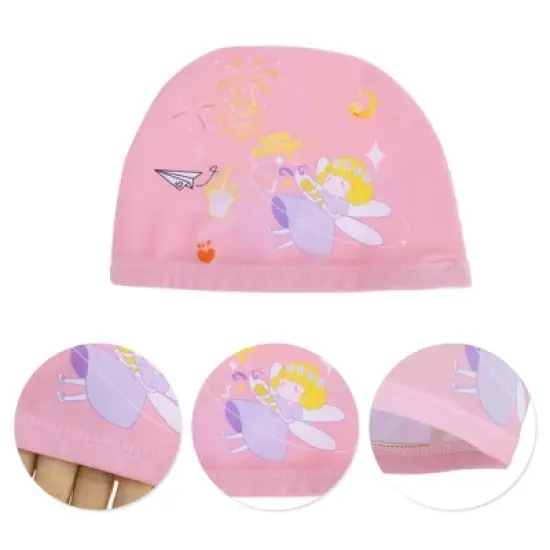 Unique Bargains Kid's Polyester Cartoon Figure Swim Cap Pink 1 Pc image {2}