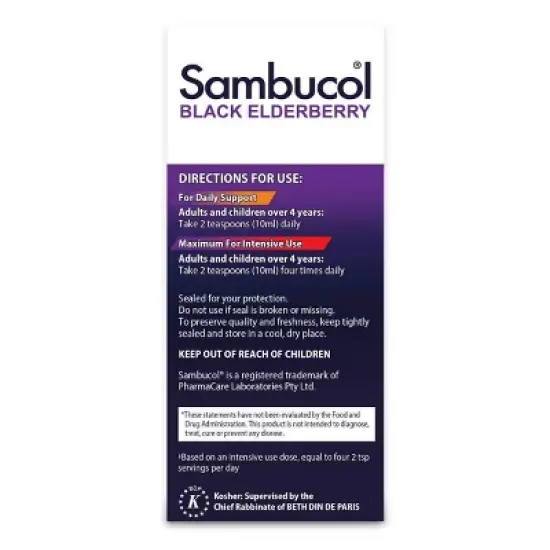 Sambucol Black Elderberry Vegan Immune Support Syrup - 4 fl oz image {3}