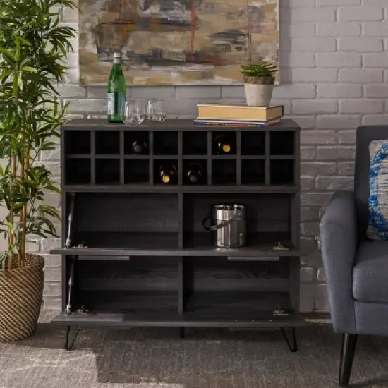 Amelia Mid Century Wine and Bar Cabinet Sonoma Gray Oak - Christopher Knight Home image {1}