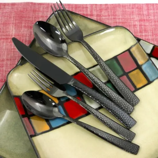 Gibson Elite Stonehenge 20 Piece Flatware Set in Black image {3}
