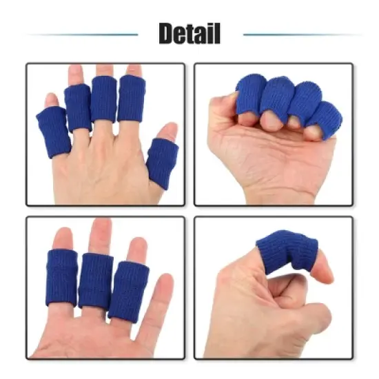 Unique Bargains Black Beige Blue Breathable Finger Sleeves Thumb Braces Support Elastic Compression Protectors for Arthritis Trigger Finger 30pcs image {4}