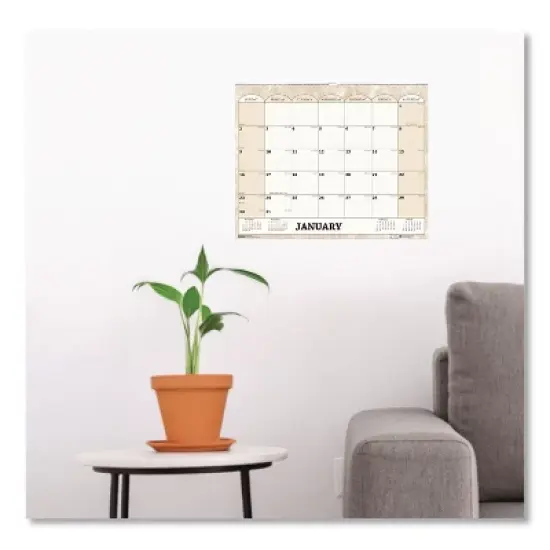 Recycled Monthly Horizontal Wall Calendar, Marble Stone Artwork, 14.88 x 12, White/Sand Sheets, 12-Month (Jan to Dec): 2026 image {1}