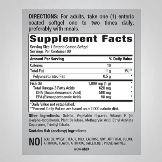 Piping Rock DHA Supplement | 90 Enteric Coated Softgels image {1}