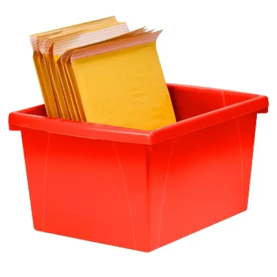 Storex 4 Gallon Storage Bin with Lid, Red image {2}