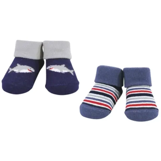 Hudson Baby Infant Boy Cotton Bib and Sock Set, Handsome Shark, One Size image {5}