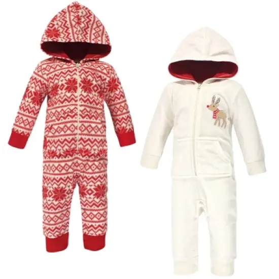 Hudson Baby Infant Fleece Jumpsuits, Coveralls, and Playsuits 2pk, Cream Reindeer image {3}