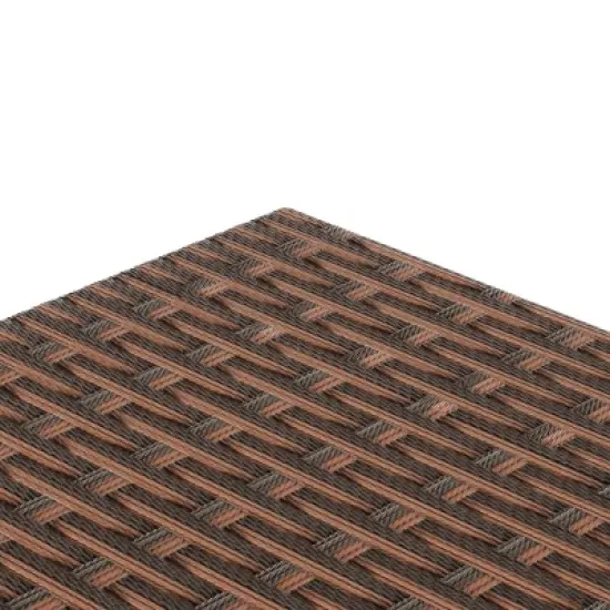 WestinTrends Coastal 2-Piece Wicker Outdoor Storage Ottoman and Square Side Table Set, Brown image {3}