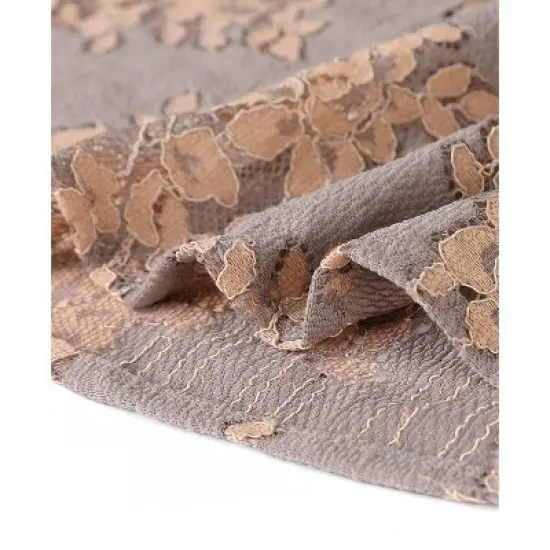 Allegra K Women's Ruffle Crew Neck Formal Elegant Mini Floral Lace Dress image {5}