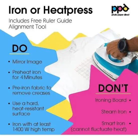 PPD 50 Sheets 8.5x11&rdquo; - Inkjet Iron-on Heat Transfer Paper for White & Light Fabric and T-Shirts - Premium - PPD-1-50 image {5}