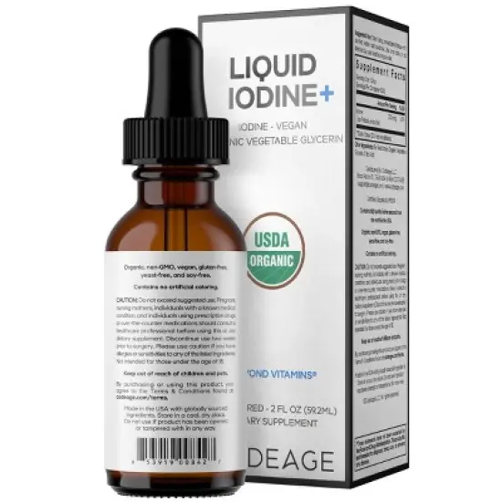 Codeage Iodine + - USDA Certified Organic, Vegan Liquid Iodine Drops, Mineral Solution - 2 fl oz image {12}