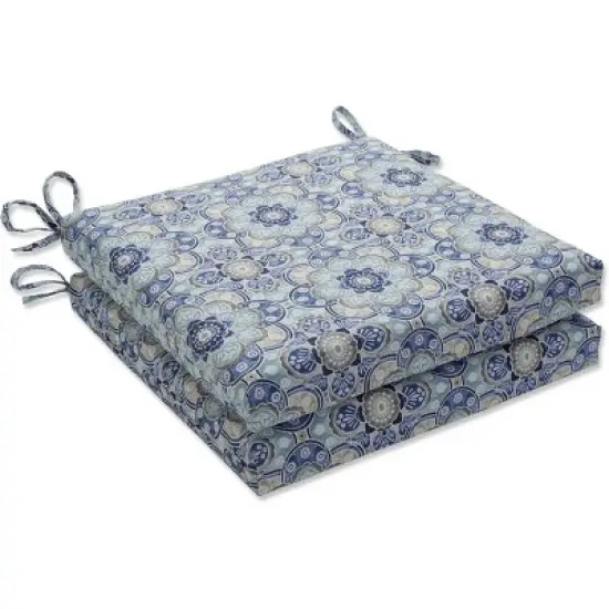 Keyzu Medallion 2pc Outdoor Seat Cushion Set Blue - Pillow Perfect image {6}