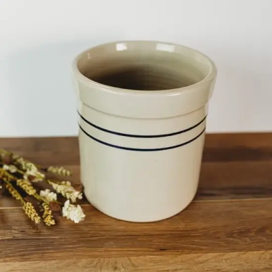 Martinez Pottery Blue Stripe Stoneware Pickling Fermenting Crock .75 Gallon image {1}