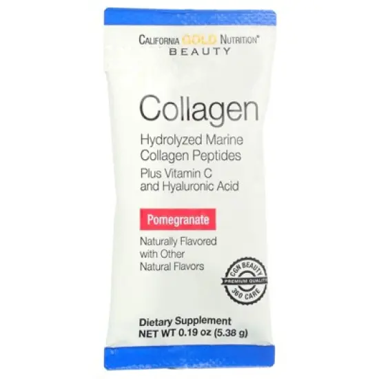 California Gold Nutrition Collagen Peptides Plus Vitamin C & Hyaluronic Acid, Pomegranate, 30 Packets, 0.19 oz (5.38 g) Each image {3}
