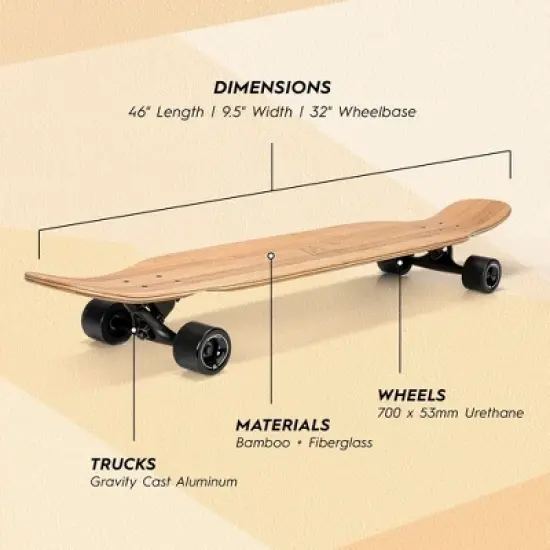 Magneto Bamboo Carbon Fiber Longboard Skateboard- 46" x 9.5", Cruising, Carving, Downhill and Dancing, Kicktails & Tricks image {1}
